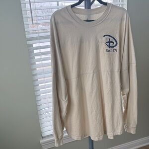 XXL Oversized Disney Cream Long Sleeve Tee with Blue Logo